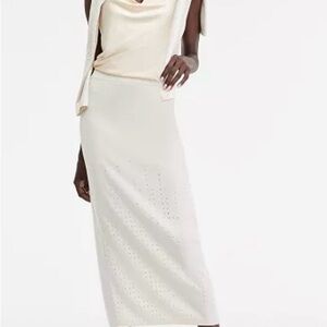 INC. Women's Rhinestone Sweater Skirt, Macy's Exclusive in Vintage Cream w slit